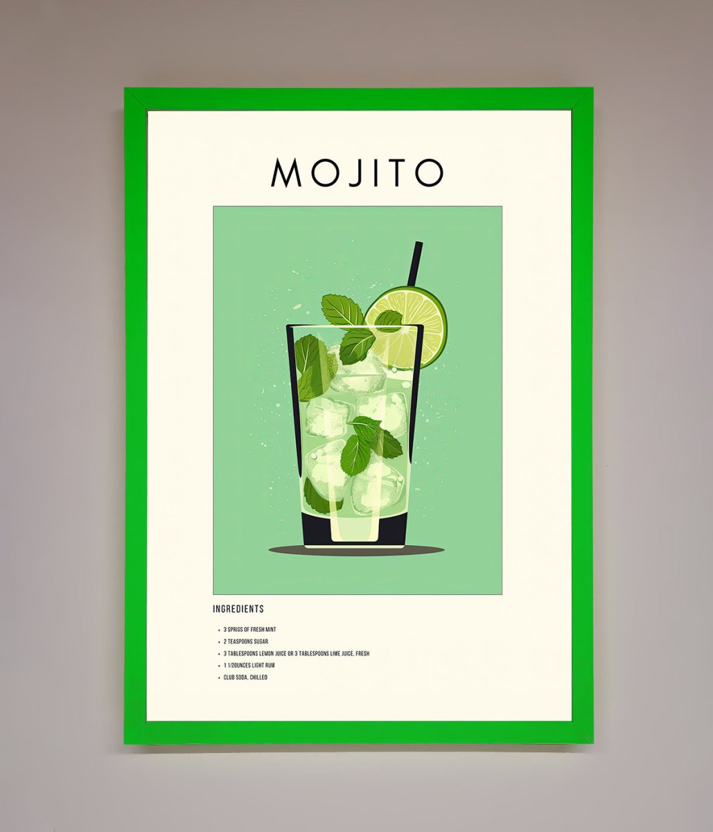 Mojito Framed Poster Neon Dark Green
