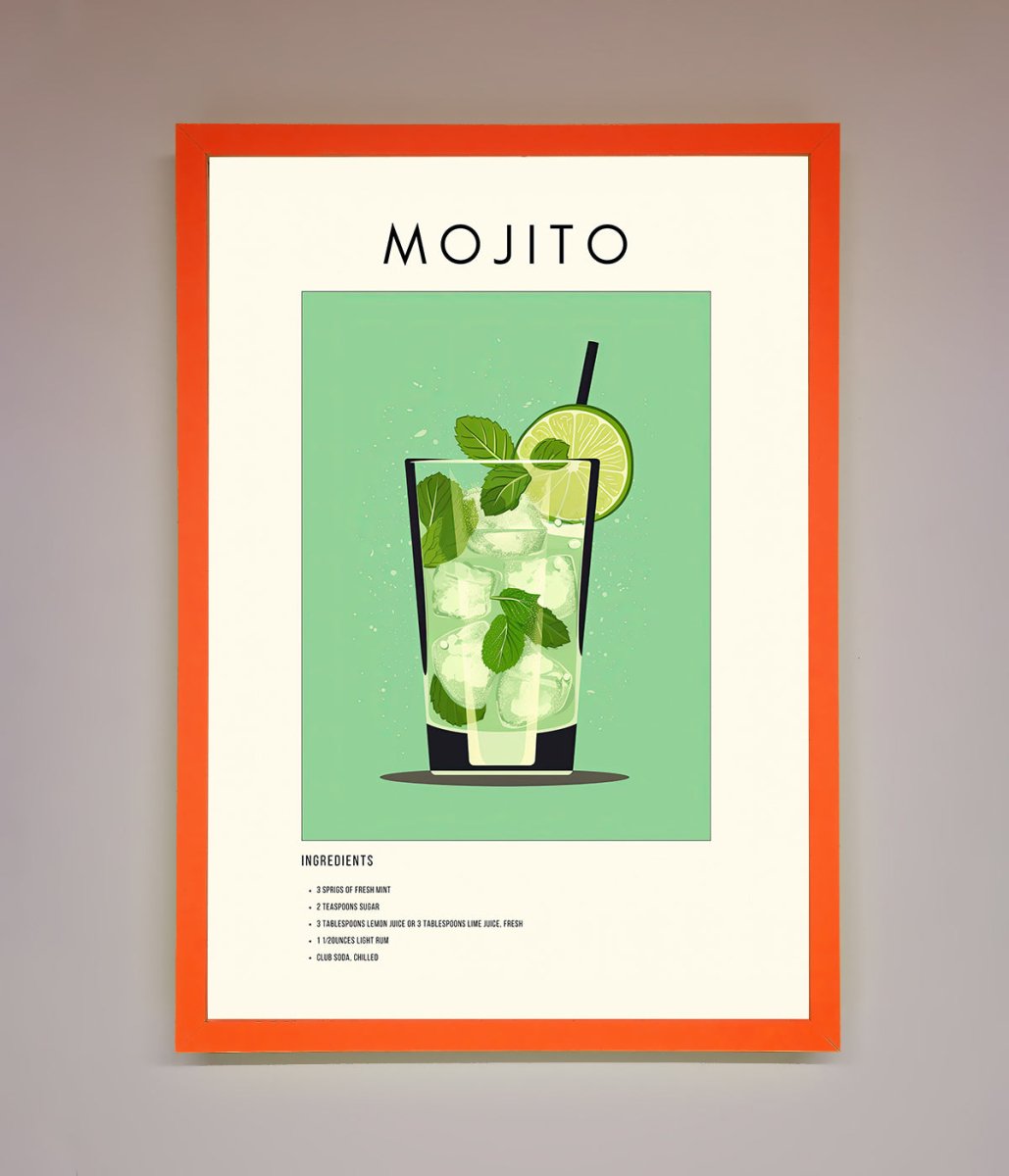 Mojito Framed Poster Neon Orange