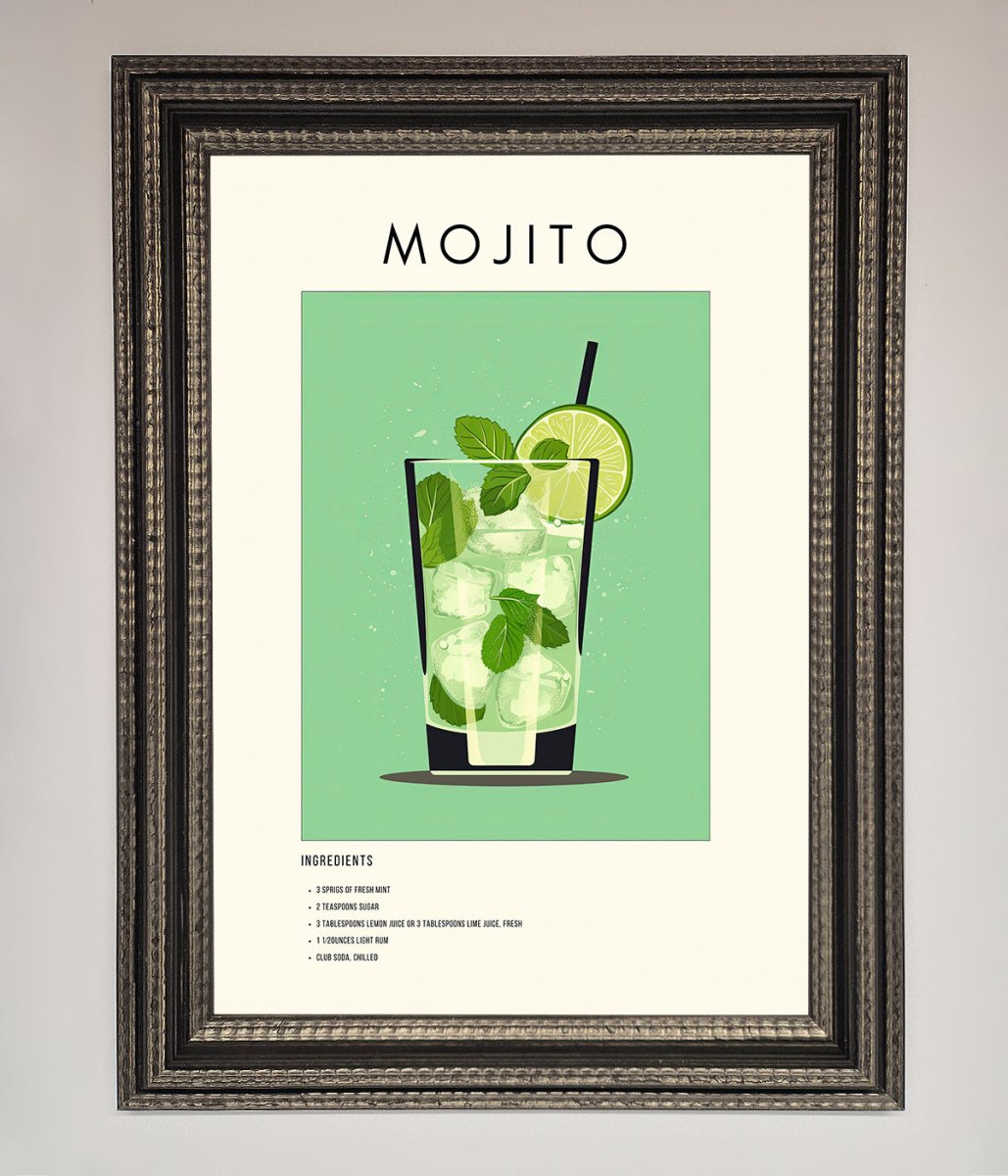 Mojito Framed Poster Ornate Silver Black