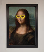 Mona Lisa Glasses Framed Print Black