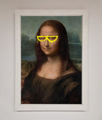 Mona Lisa Glasses Framed Print White