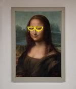 Mona Lisa Glasses Framed Print Grey