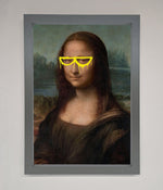 Mona Lisa Glasses Framed Print Dark Grey