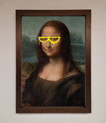Mona Lisa Glasses Framed Print Walnut