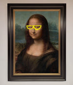 Mona Lisa Glasses Framed Print Black Gold