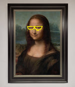Mona Lisa Glasses Framed Print Black Silver
