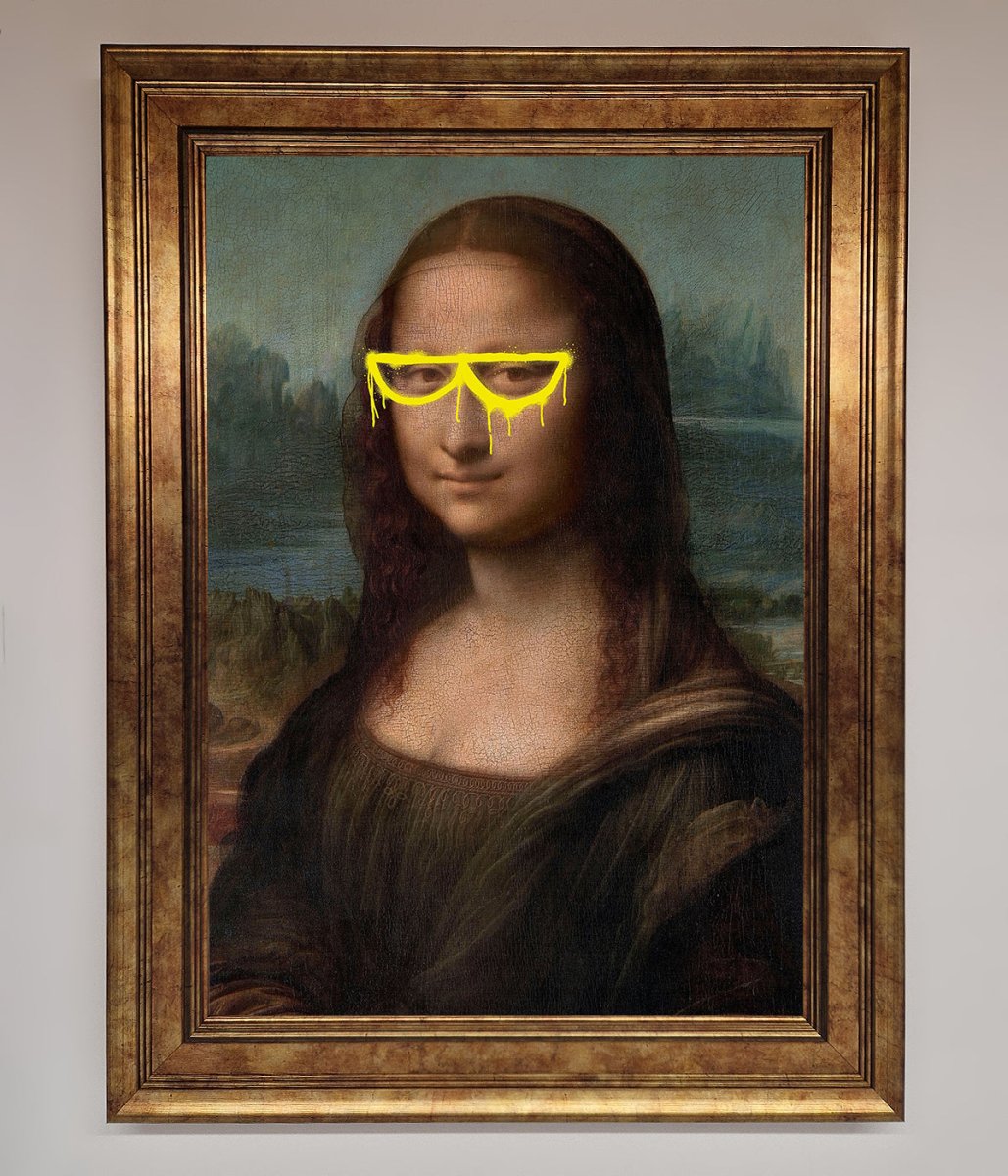 Mona Lisa Glasses Framed Print Bronze