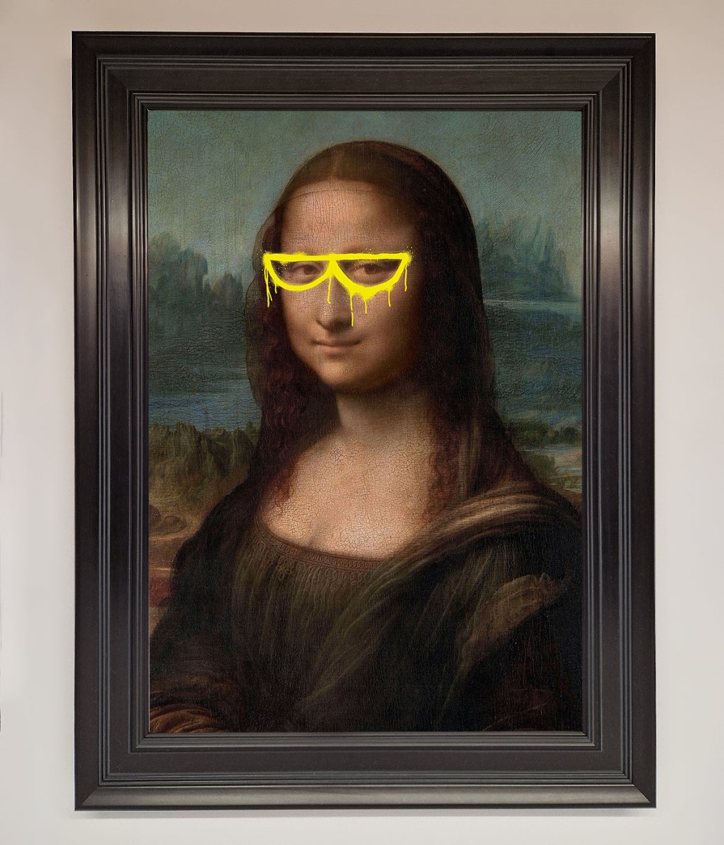 Mona Lisa Glasses Framed Print Matt Black