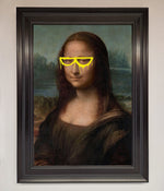 Mona Lisa Glasses Framed Print Matt Black