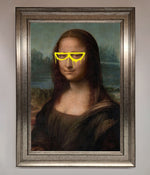 Mona Lisa Glasses Framed Print Silver