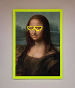 Mona Lisa Glasses Framed Print Neon Green