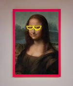 Mona Lisa Glasses Framed Print Neon Pink