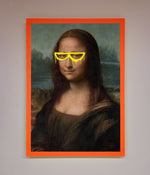 Mona Lisa Glasses Framed Print Neon Orange