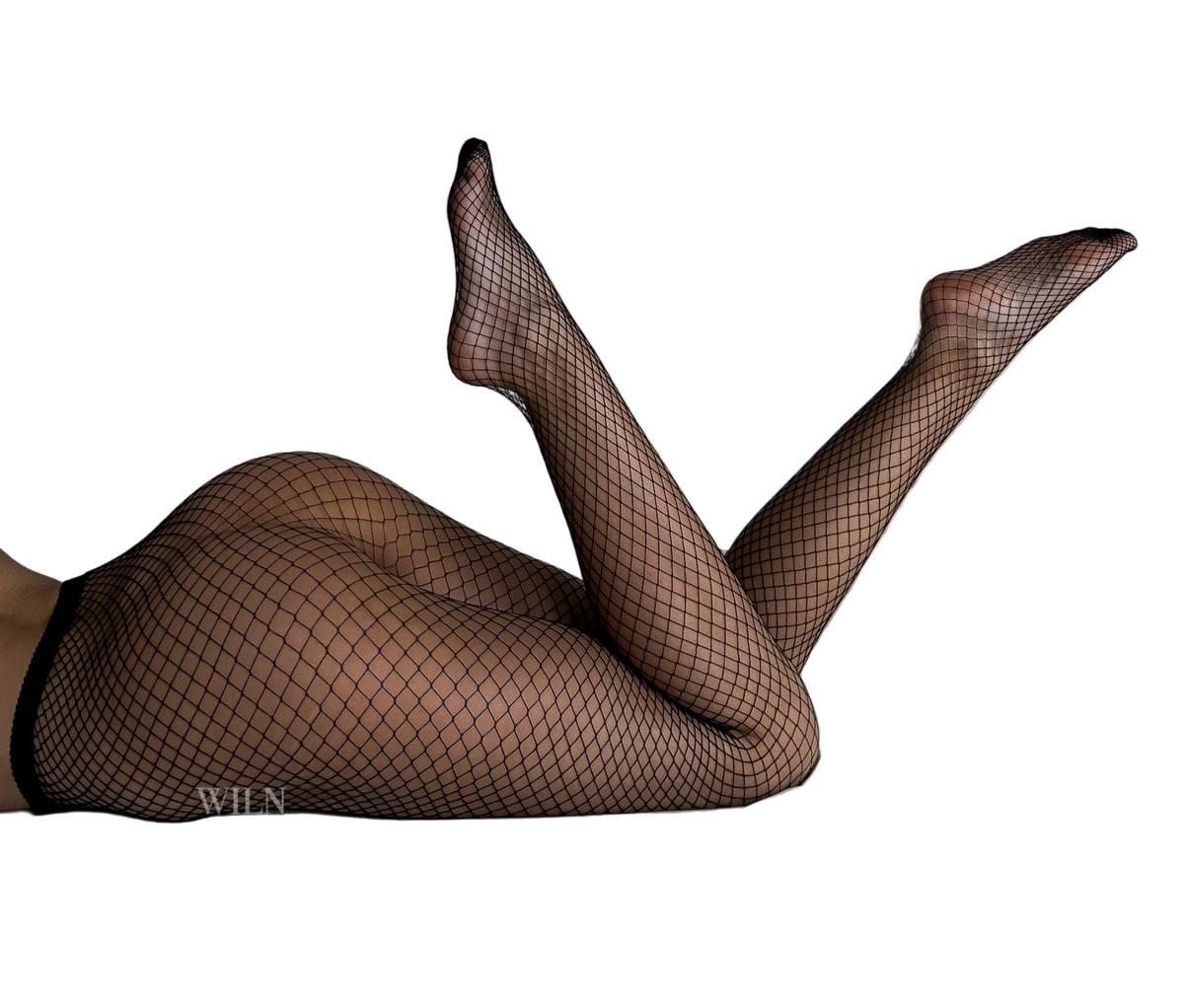 MOOD Black Fishnet Stockings One Size