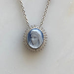 MOTHER MARY CAMEO NECKLACE 52cm Blue Silver