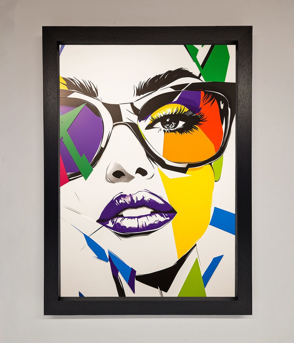 MultiColour Face Framed Wall Art Black