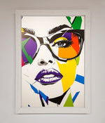 MultiColour Face Framed Wall Art White