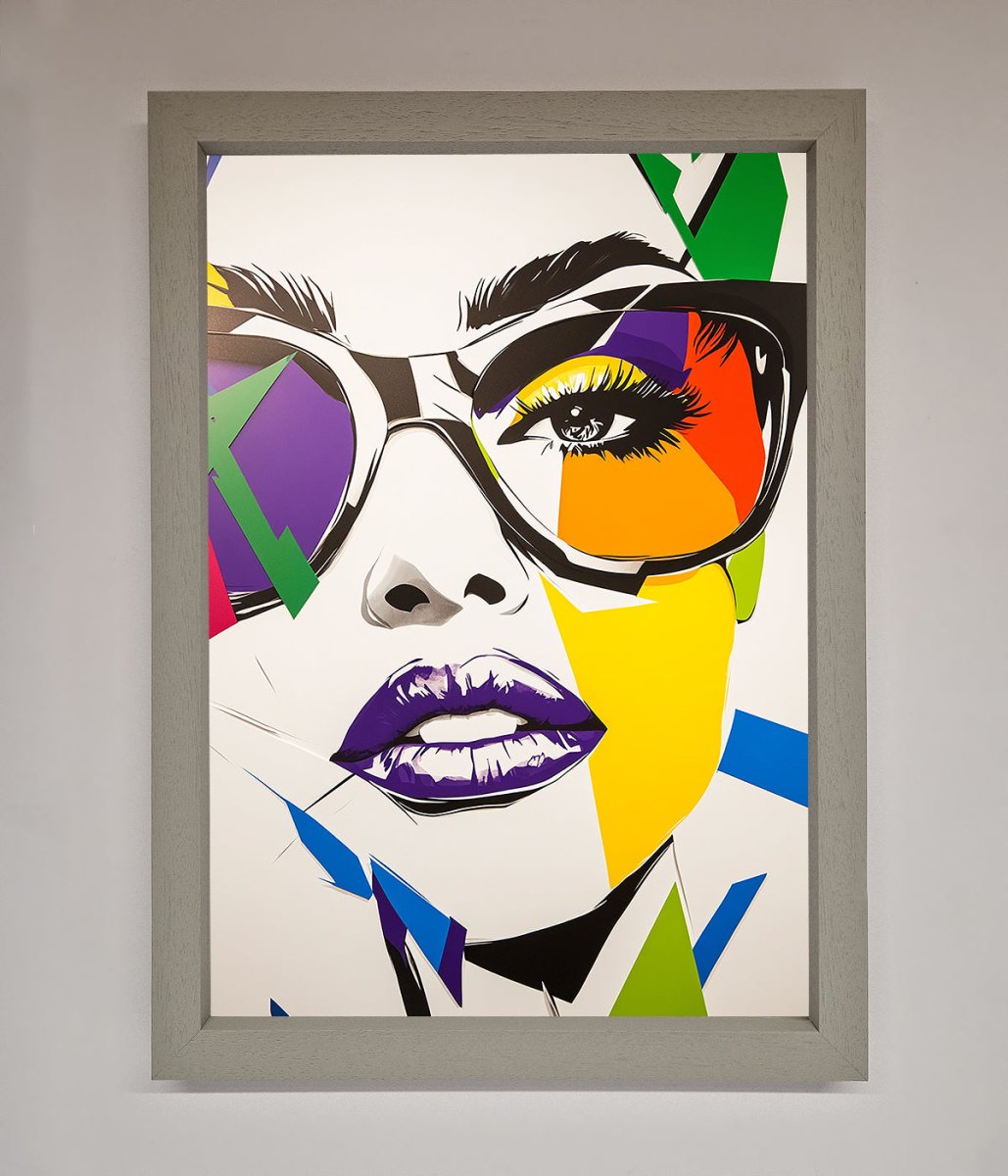 MultiColour Face Framed Wall Art Grey