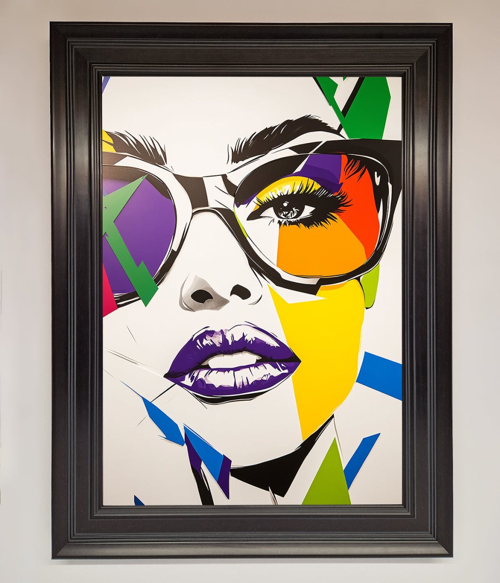 MultiColour Face Framed Wall Art Matt Black