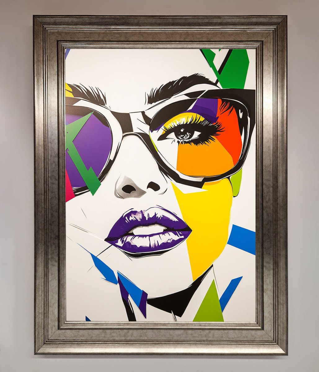 MultiColour Face Framed Wall Art Silver