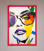 MultiColour Face Framed Wall Art Neon Pink
