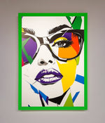 MultiColour Face Framed Wall Art Neon Dark Green