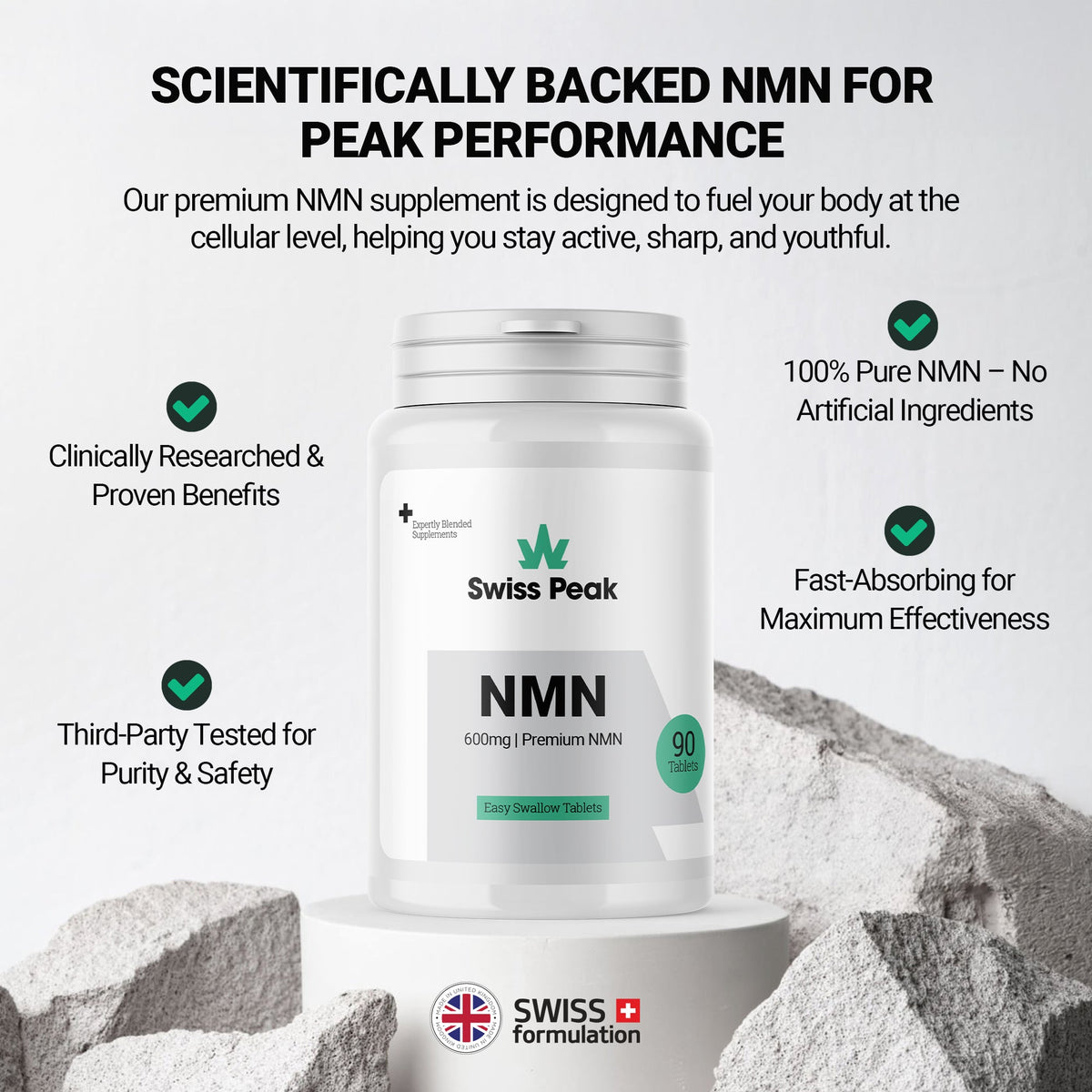NAD+ Supplement (600mg per Serving) Cellular Repair & Energy Metabolism