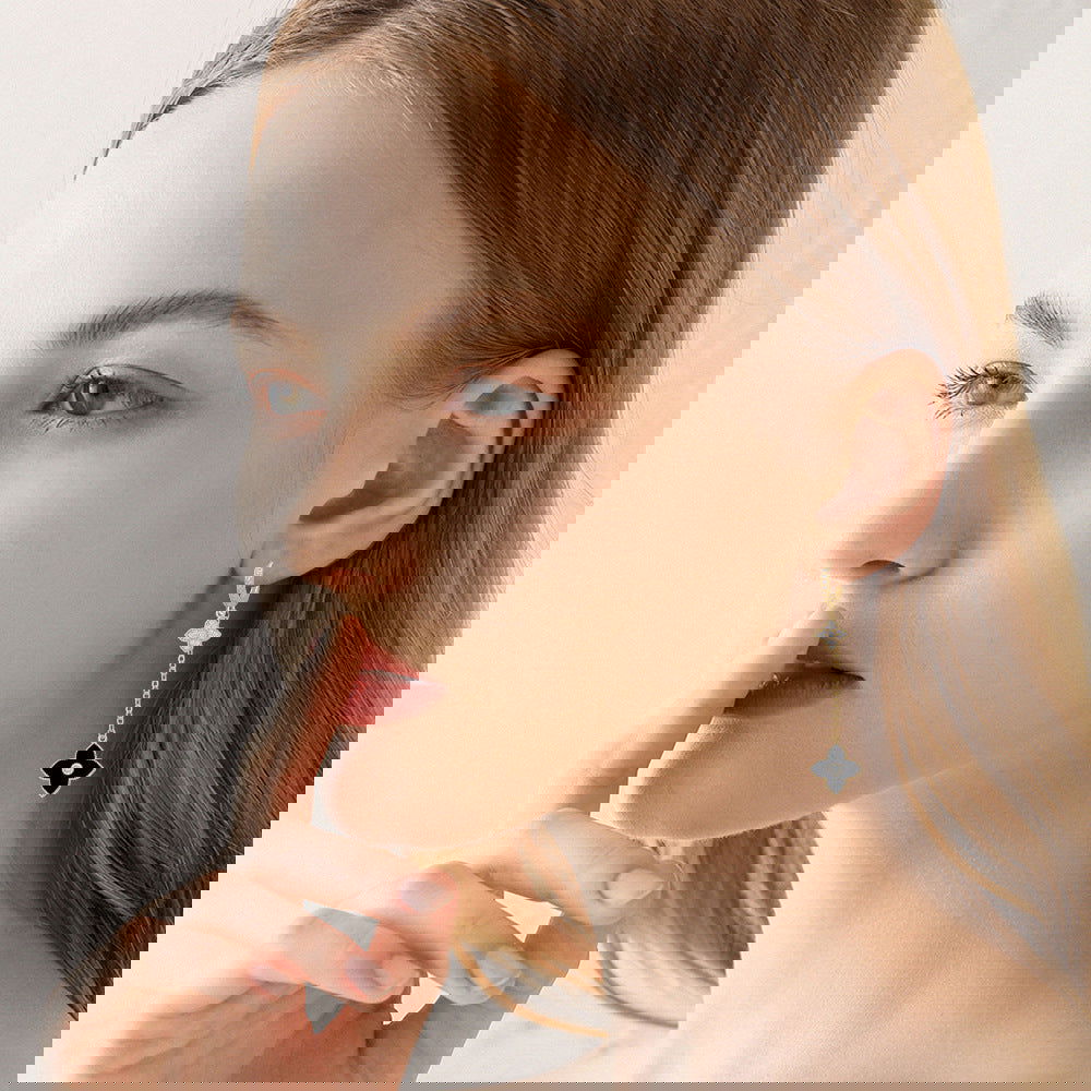 Natalya Clover Shape Long Drop Earrings | 4 Colours