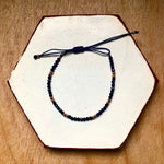 Natural stone friendship bracelets with silver beads dark blue