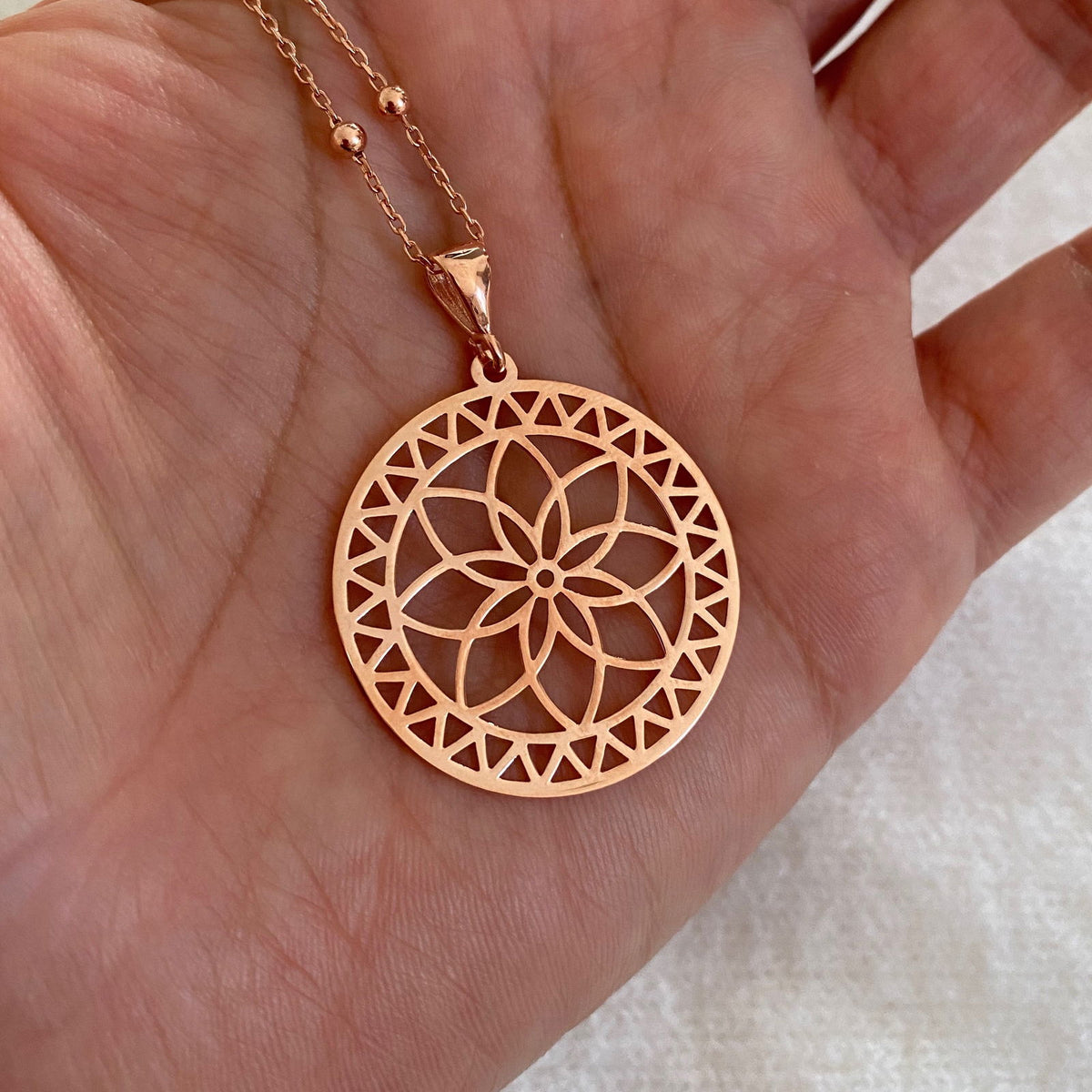 Necklaces with large pendants Flower of life Rose GPS