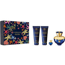 Versace Dylan Blue Femme 100ml EDP + 5ml Mini EDP + 100ml Shower Gel + 100ml Body Lotion for Women Gift Set