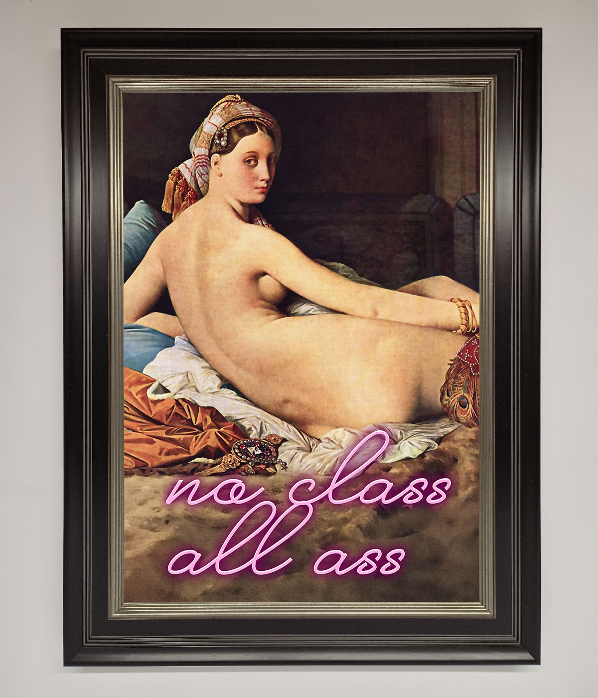 No Class All Ass Framed Print Black Silver
