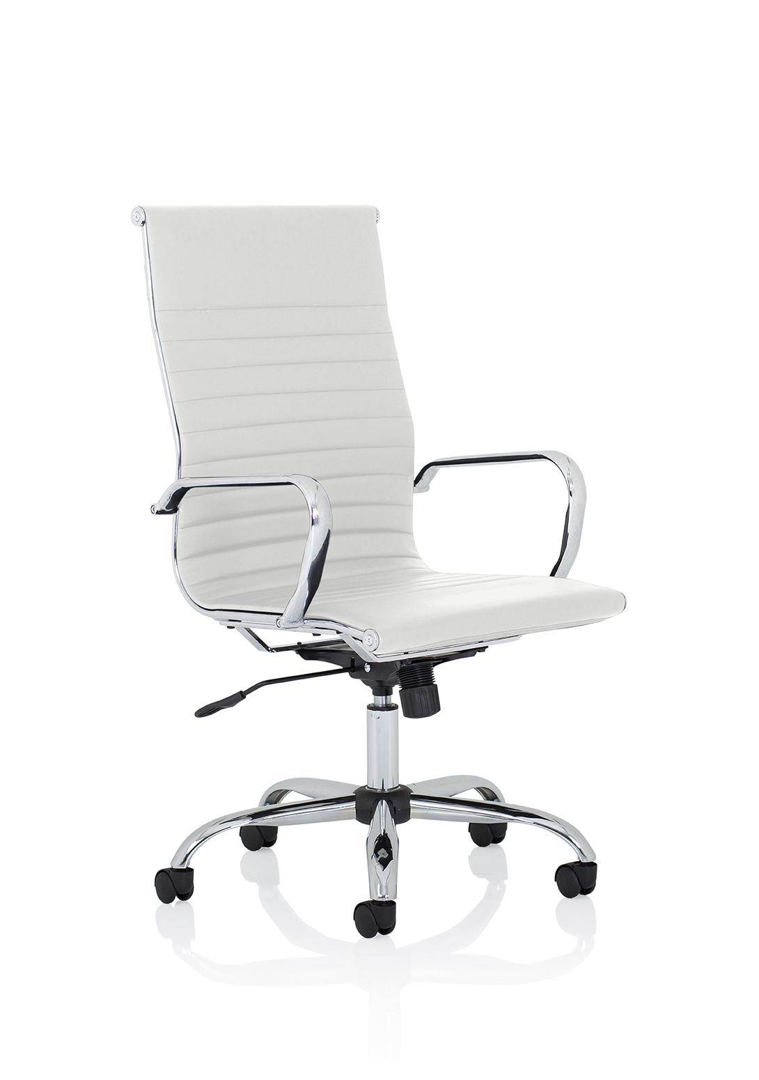 Nola Black Leather Executive Office Chair with Arms High White