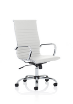 Nola Black Leather Executive Office Chair with Arms High White