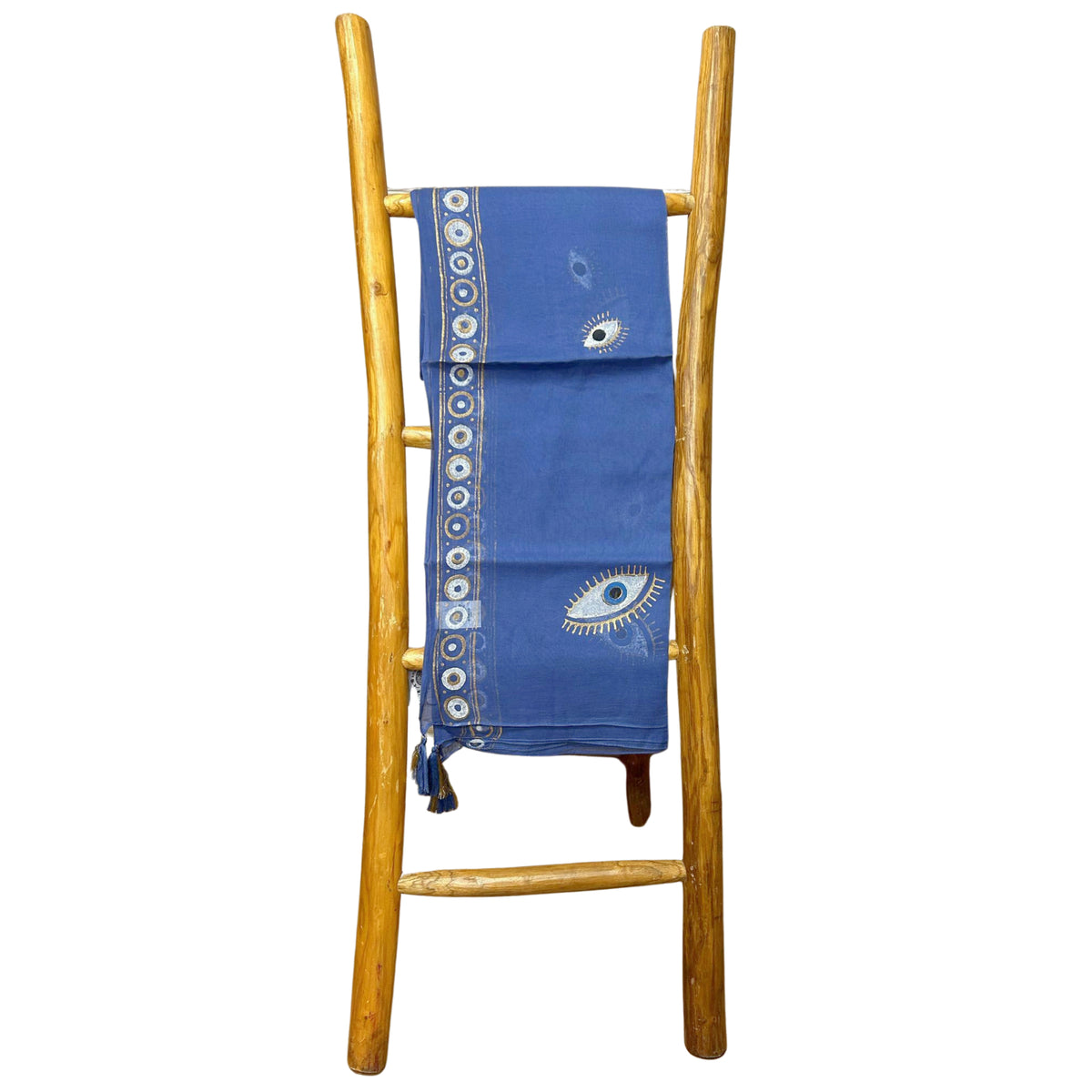 Nomad Sari On the Med Rich Blue & Gold Evil Eye Pario - Coastal Hand-Painted Charm