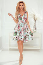 Numoco Asymmetrical Cocktail Dress in Pink, Green, or Multicolour Floral Pattern