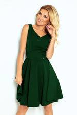 Numoco Flared Cocktail Dress with Heart-Shaped Neckline green