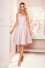 Numoco Flared Cocktail Dress with Heart-Shaped Neckline