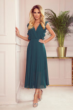 Numoco Chiffon Pleated Dress with Zipper