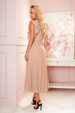 Numoco Chiffon Pleated Dress with Zipper