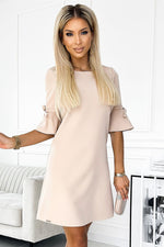 Numoco Neva Mini Flared Trapeze Dress beige