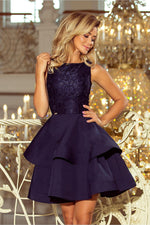 Numoco Laura Lace Daydress with Heavily Flared Skirt navy blue