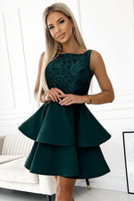 Numoco Laura Lace Daydress with Heavily Flared Skirt green