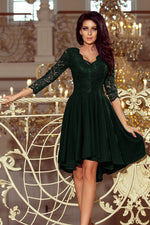 Numoco Nicolle Lace Asymmetrical 3/4 Sleeve Dress green