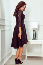 Numoco Nicolle Lace Asymmetrical 3/4 Sleeve Dress