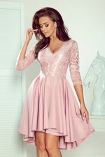 Numoco Nicolle Lace Asymmetrical 3/4 Sleeve Dress pink 2