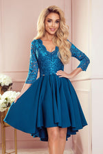 Numoco Nicolle Lace Asymmetrical 3/4 Sleeve Dress blue 2