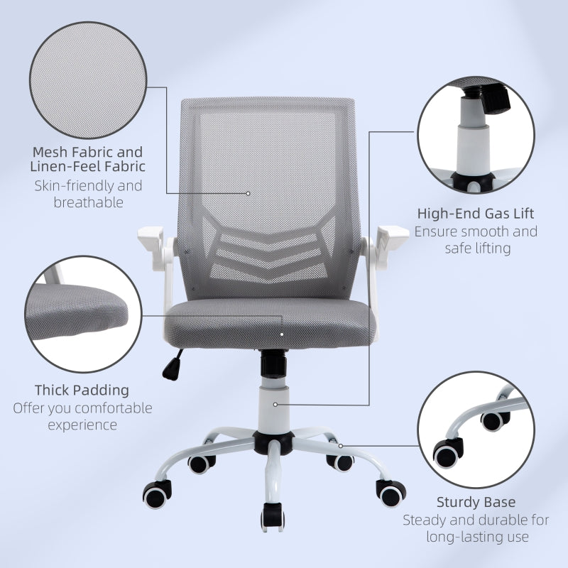Office Chair, Gaming chair Ergonomic Desk Chair with Flip-up Arm and Lumbar Back Support for Home, Grey
