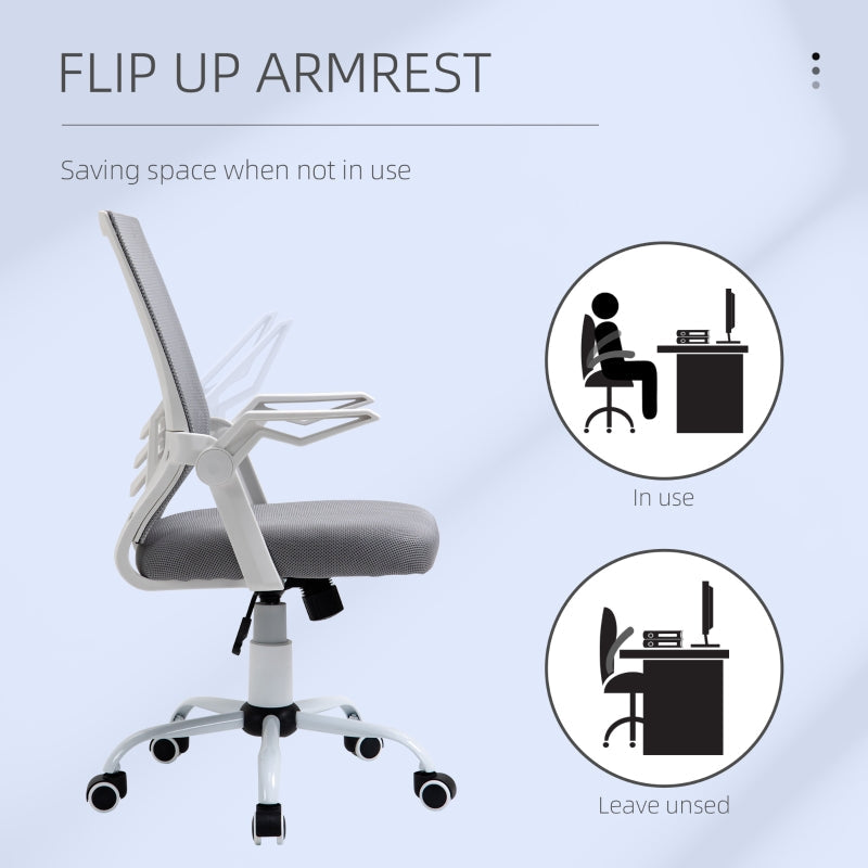 Office Chair, Gaming chair Ergonomic Desk Chair with Flip-up Arm and Lumbar Back Support for Home, Grey
