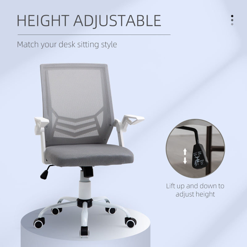 Office Chair, Gaming chair Ergonomic Desk Chair with Flip-up Arm and Lumbar Back Support for Home, Grey